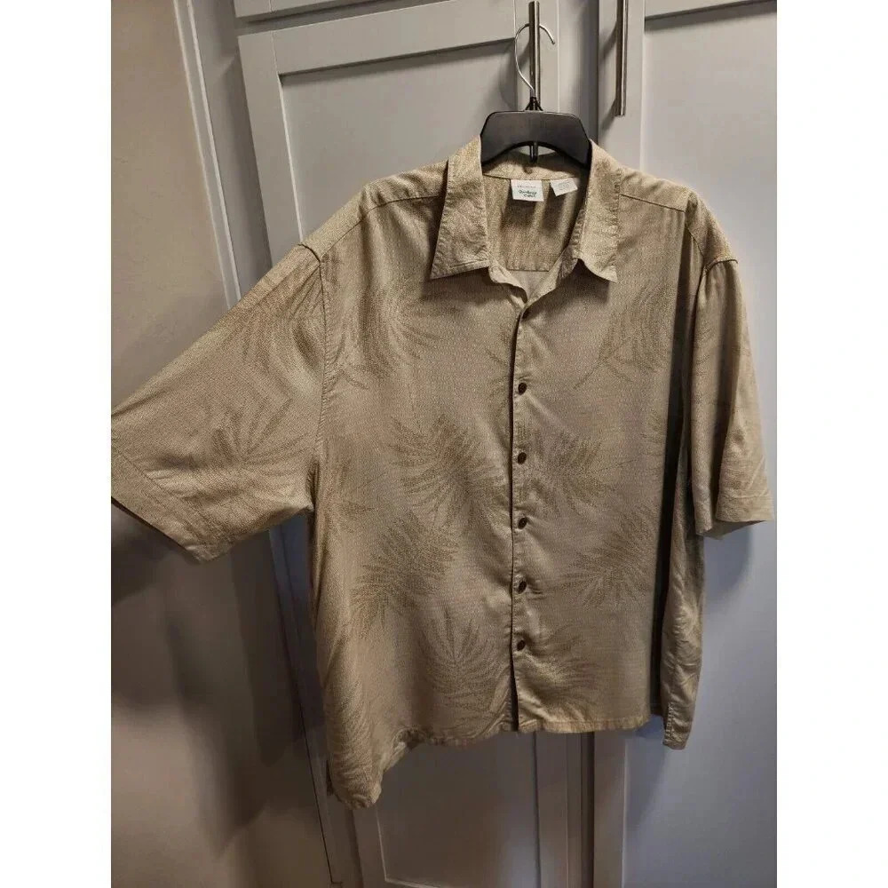 Rainforest Cafe Men's Button Down Hawaiian Tropical Leaves Shirt Sz XXL